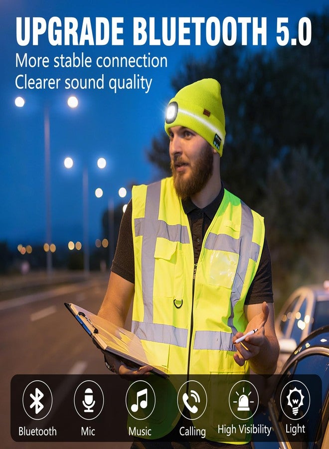 Wmcaps قبعة شتوية عاكسة للضوء مزودة بسماعات بلوتوث وإضاءة، من Wmcaps، لون أصفر فسفوري، هدية مثالية للرجال والآباء. - Image 3